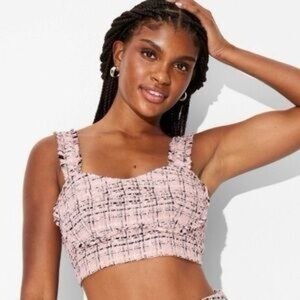 Wild Fable Pink Smocked Crop Tank Top